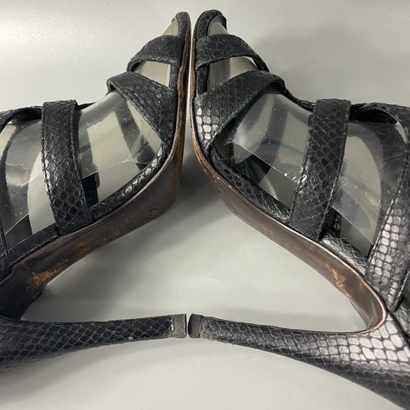 Giusuppe Zanotti Black python Gladiator Strappy Heels Sandals, Size 38.5 - Picture 8 of 13